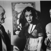 Ultra Violet, Marcel Duchamp and Taylor Mead backstage at The Conquest of the Universe, 1967